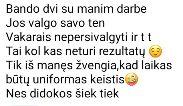 Kamėjos žinutė apie kolegas ir mitybą