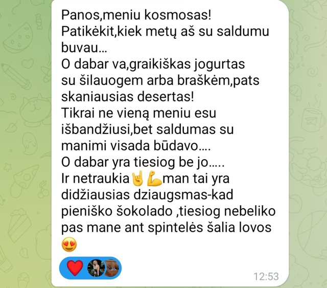 Kamėjos žinutė apie pieniško šokolado nebebuvimą ir desertus