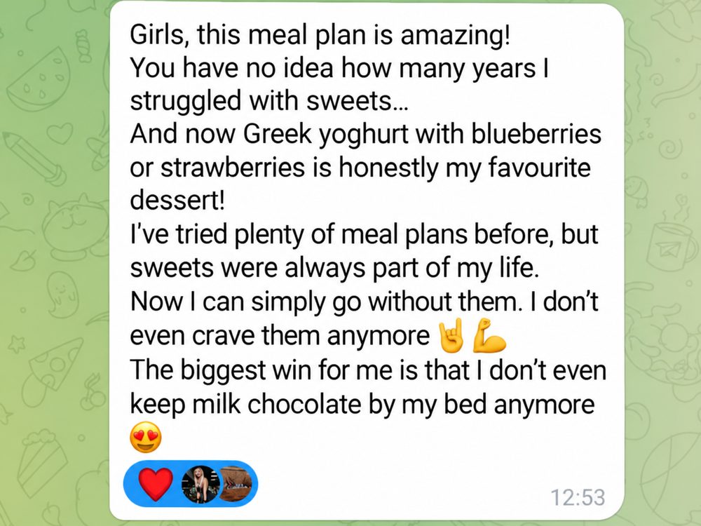 Message from Kamėja (translated) about no longer craving sweets or milk chocolate
